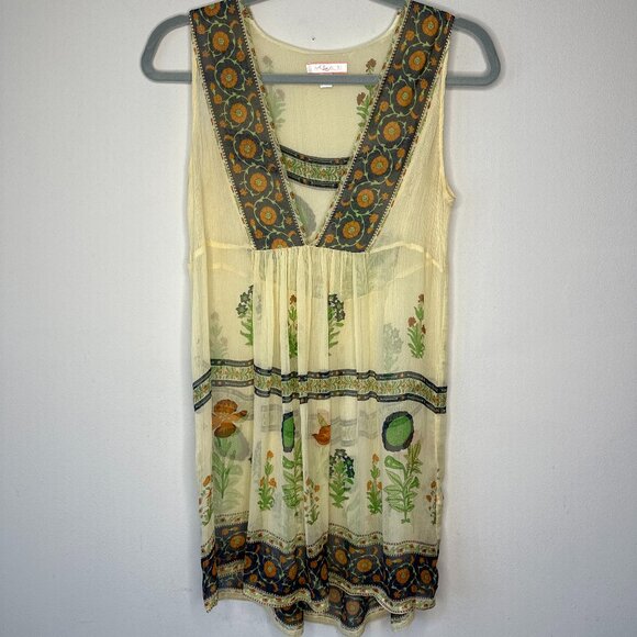 Anthropologie Dresses & Skirts - Anthropologie Lux 100% Silk Y2K Mini Dress Size Small Sleeveless Sheer Boho